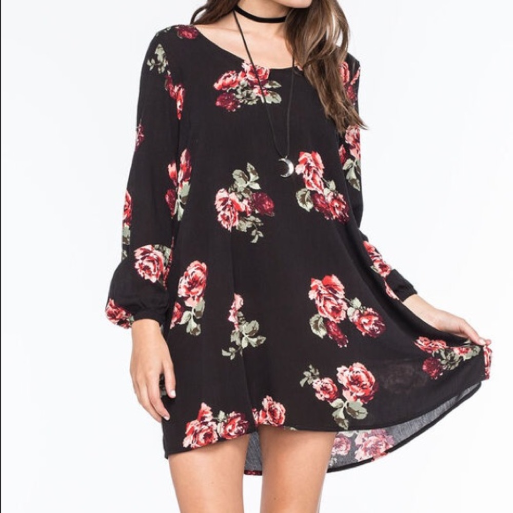 Full Tilt Black/Floral S Dress
